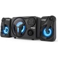 [아마존베스트]Smalody Computer Speaker with Subwoofer, 2.1 Sound System, Cool Colorful LED, Multimedia Speaker with Bluetooth/Line-in/FM/USB/TF Slot, Compatible with Gaming PC, Desktop, Laptop 2