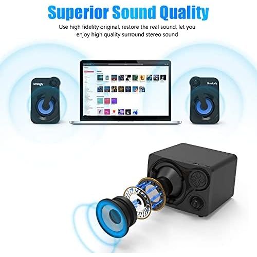  [아마존베스트]Smalody Computer Speaker with Subwoofer, 2.1 Sound System, Cool Colorful LED, Multimedia Speaker with Bluetooth/Line-in/FM/USB/TF Slot, Compatible with Gaming PC, Desktop, Laptop 2