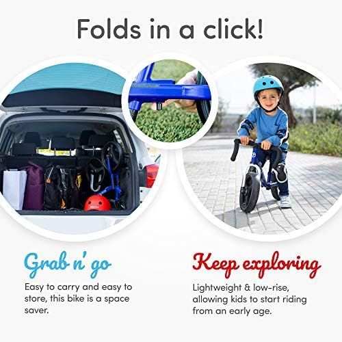  [아마존베스트]SmarTrike smarTrike Folding Balance Bike with Safety Gear for 2-5 Years Old, Blue