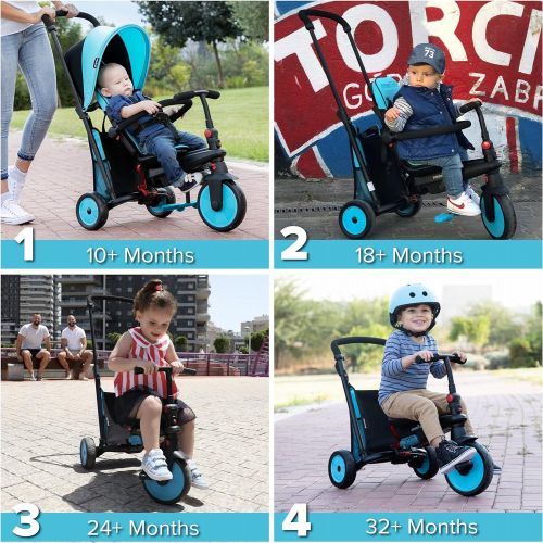  [아마존베스트]smarTrike STR3 Folding Toddler Tricycle with Stroller Certification for 1,2,3 Year Old - 6 in 1 Multi-Stage Trike