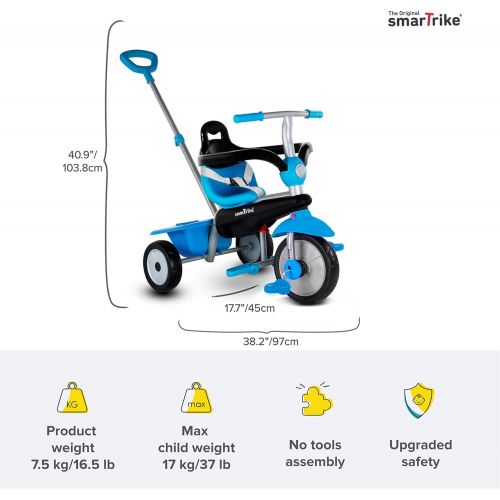  smarTrike Breeze Toddler Tricycle for 1,2,3 Year Olds - 3 in 1 Multi-Stage Trike, Blue