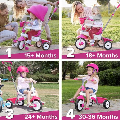  smarTrike Breeze Plus Toddler Tricycle Stroller Push Bike ? Adjustable Trike for Baby, Toddler, Infant Ages 15 Months to 3 Years (Princess Pink)