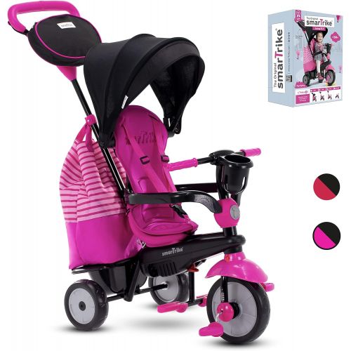  smarTrike Swing 4-in-1 Toddler Tricycle Push Bike ? Adjustable Trike for Baby, Toddler, Infant Ages 15 Months to 3 Years (Red) (Pink)