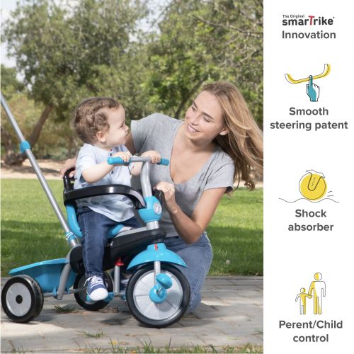  smarTrike Breeze 3 in 1 Multi Stage Toddler Tricycle for 1, 2, 3 Year Olds, Blue