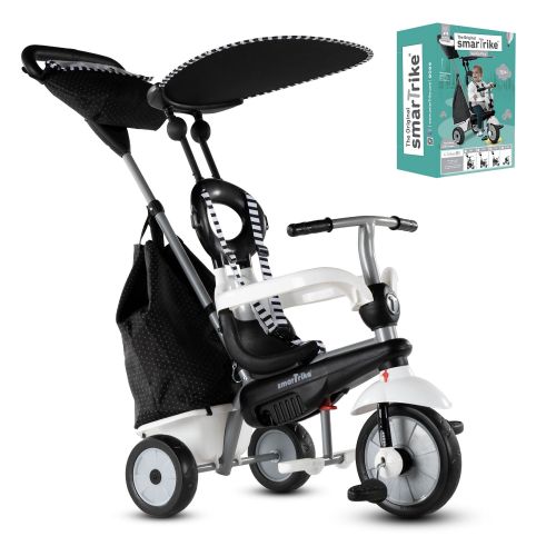  smarTrike Vanilla Plus, 4-in-1 Toddler Tricycle, 15M+, Black & White