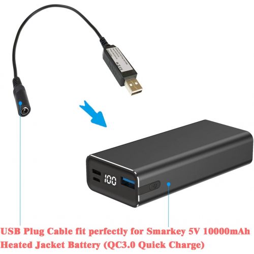  Smarkey Heated Jacket Adapter Charger USB Plug Cable for Milwaukee, Dewalt, Revean, Snap-on, Metabo, Craftsman, AEG, Makita (Easy for Travelling and Outdoor)