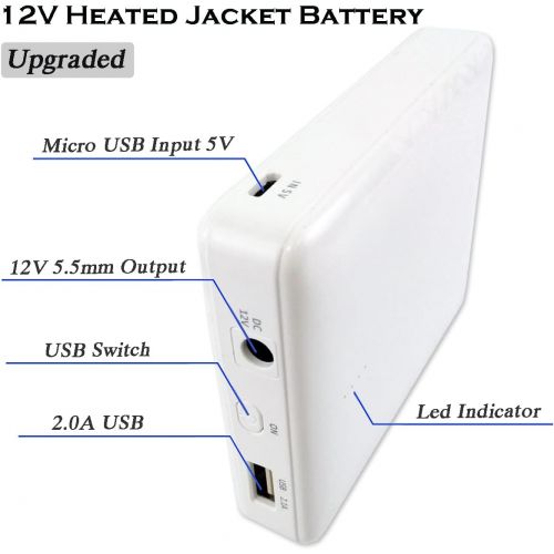  Smarkey 12v Heated Jacket Battery and Charger for Milwaukee, Dewalt, Snap-on, Metabo, Revean, Craftsman, AEG, Ryobi, Rigid Replacement (3200mAh)