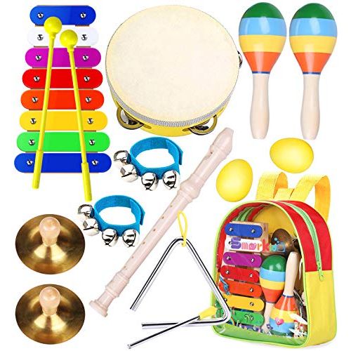  [아마존베스트]Toddler Musical Instruments Toys- Smarkids Premium Accurately Tuned Percussion Musical Instruments for Kids Children Educational Toy Set for Boys& Girls with Xylophone Flute Tambou