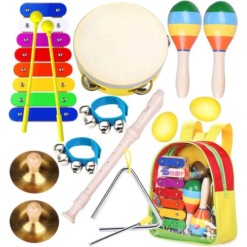  [아마존베스트]Toddler Musical Instruments Toys- Smarkids Premium Accurately Tuned Percussion Musical Instruments for Kids Children Educational Toy Set for Boys& Girls with Xylophone Flute Tambou