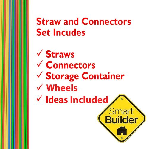  Smart Builder Toys Straws and Connectors Building and Construction Set, Includes 750 Pcs and Free Storage Container