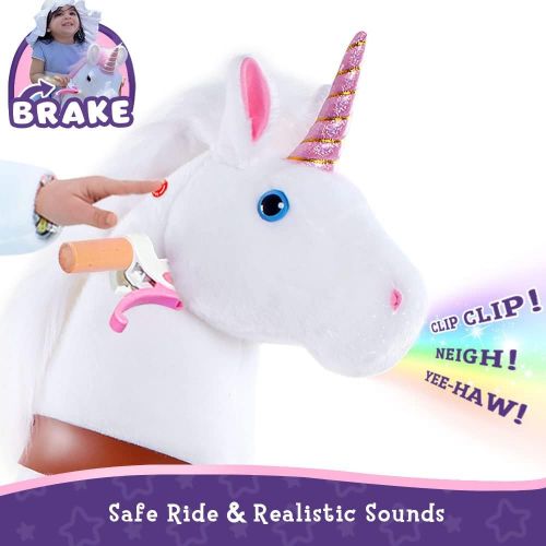  Smart Gear Pony Cycle White Unicorn Ride on Toy: 2 Sizes: Worlds First Simulated Riding Toy for Kids Age 4-9 Years Ponycycle Ride-on Medium