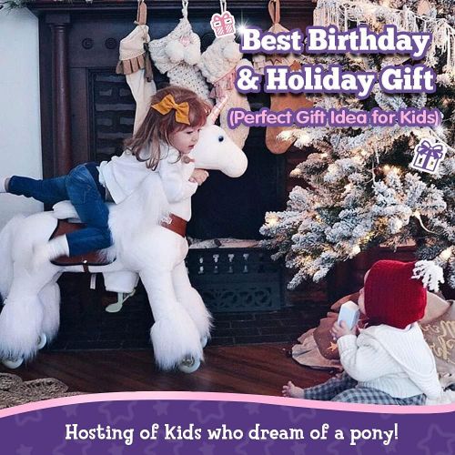  Smart Gear Pony Cycle White Unicorn Ride on Toy: 2 Sizes: Worlds First Simulated Riding Toy for Kids Age 4-9 Years Ponycycle Ride-on Medium