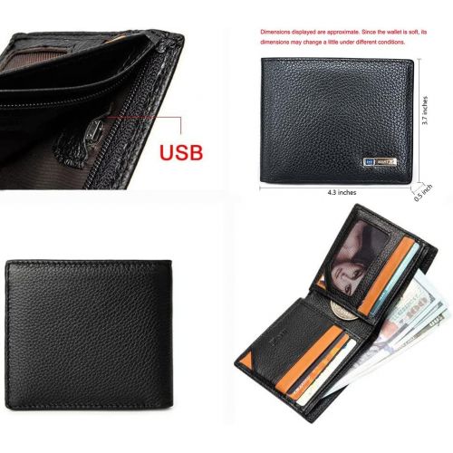  [아마존베스트]Smart LB Smart Anti-Lost Wallet with Alarm, Bluetooth, Position Record (via Phone GPS), Bifold Cowhide Leather Purse (Black,Horizontal)