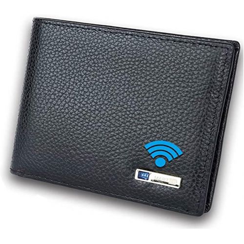  [아마존베스트]Smart LB Smart Anti-Lost Wallet with Alarm, Bluetooth, Position Record (via Phone GPS), Bifold Cowhide Leather Purse (Black,Horizontal)