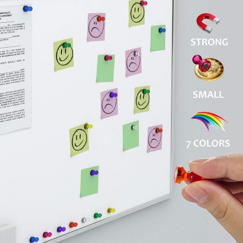  Smart Magnets 21-pcs Magnetic Push Pin Magnets for Fridge - Assorted Colored Kitchen Office Magnets - Fridge Photo Magnets / Picture Magnets for Refrigerator - Power Small Magnets for Whiteboard