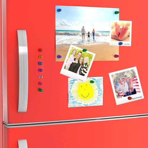  Smart Magnets 21-pcs Magnetic Push Pin Magnets for Fridge - Assorted Colored Kitchen Office Magnets - Fridge Photo Magnets / Picture Magnets for Refrigerator - Power Small Magnets for Whiteboard