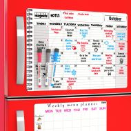 Smart Magnets Magnetic Refrigerator Calendar Dry Erase Boards 2019 - Monthly Dry Earese Board Calendar - Magnetic Menu Board for Fridge / Wipe Off Calendars for Refrigerator - Kitchen Menu Board