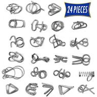 [아마존베스트]Brain Teasers Metal Wire Puzzle Toys - Assorted Metal Puzzle Toys for Gifts, Party Favors, Prizes, Disentanglement Puzzle Unlock Interlock Toys - IQ Puzzle Brain Teaser Set of 24