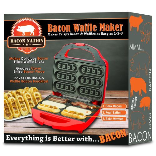 Smart Planet BNB-1BW Bacon Nation Bacon Waffle Maker, Red