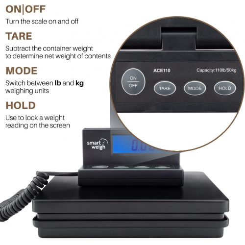  Smart Weigh Digital Shipping and Postal Weight Scale, 110 lbs x 0.1 oz, UPS USPS Post Office Scale