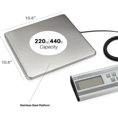  Smart Weigh 440lbs x 6 oz. Digital Heavy Duty Shipping and Postal Scale, with Durable Stainless Steel Large Platform, UPS USPS Post Office Postal Scale and Luggage Scale