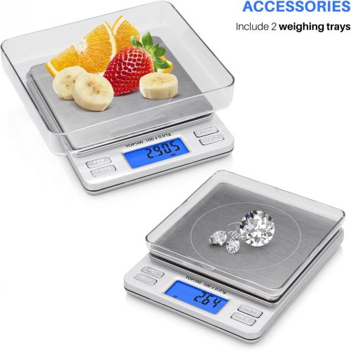  Smart Weigh Digital Pro Pocket Scale 500g x 0.01 Grams ,Jewelry Scale, Coffee Scale, Food Scale with Tare, Hold and PCS Function, 2 Lids Included, Back-Lit LCD Display