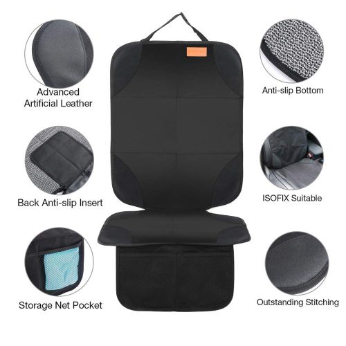  [아마존 핫딜] [아마존핫딜]Smart elf Car Seat Protector, 2Pack Seat Protector Protects Child Seats with Thickest Padding and Non-Slip Backing Mesh Pockets for Baby and Pet