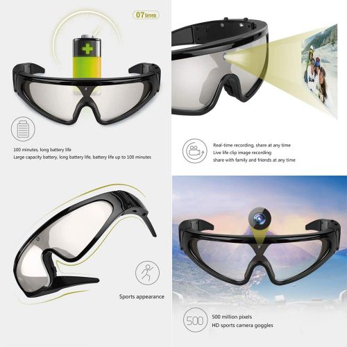  Smart product 5 megapixel HD Sports Camera Goggles, Outdoor Sports Cycling Sunglasses HD 1080P Video Camera Glasses ZDDAB