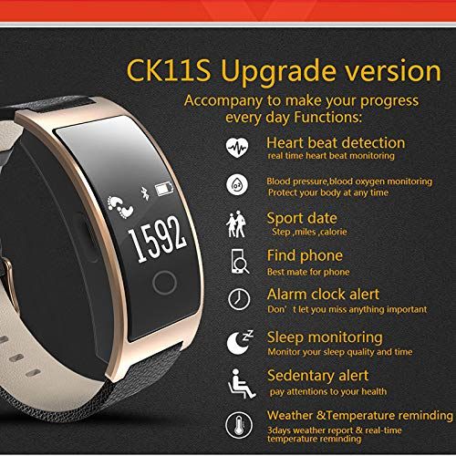  Smart watch Fitness-Tracker 2019, Smart-Armband, mit Blutsauerstoffsattigung Blutdruck-Pulsmesser Schrittzahler IP67 Wasserdichte Sportuhr/Armbanduhr, Stoppuhr - Gold, Schwarz