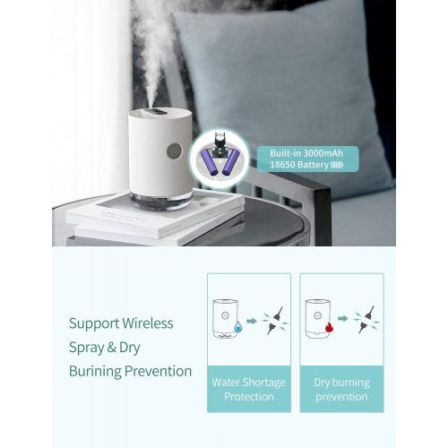  [아마존 핫딜] SmartDevil Cool Mist Humidifier,1000mL Portable Rechargeable Humidifier with 3000mAh Battery Operated, Night-Light Features, Auto Shut-Off for Bedroom, Babies Room, Office, Home (W