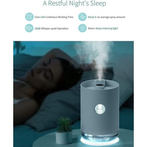  [아마존 핫딜] SmartDevil Cool Mist Humidifier,1000mL Portable Rechargeable Humidifier with 3000mAh Battery Operated, Night-Light Features, Auto Shut-Off for Bedroom, Babies Room, Office, Home (W