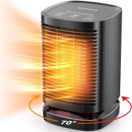 SmartDevil Space Heater, 70° Oscillating Portable Electric Heater, 1500W/800W PTC Ceramic Small Space Heater with 3 Modes, Mini Heater for Office, Desk, Bedroom, Indoor (Black)