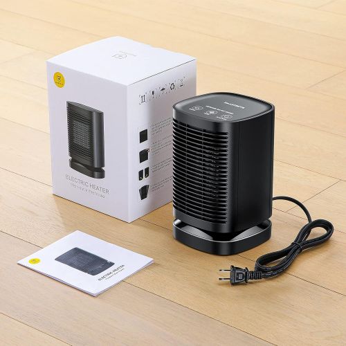  SmartDevil Space Heater, 70° Oscillating Portable Electric Heater, 1500W/800W PTC Ceramic Small Space Heater with 3 Modes, Mini Heater for Office, Desk, Bedroom, Indoor (Black)
