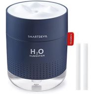 SMARTDEVIL Humidifier Bedroom 500 ml, USB Mini Humidifier Ultrasonic Automatic Shut Off Night Light Function, Quiet Humidifier for Childrens Room, Yoga, Office, Plants, 2 Filters