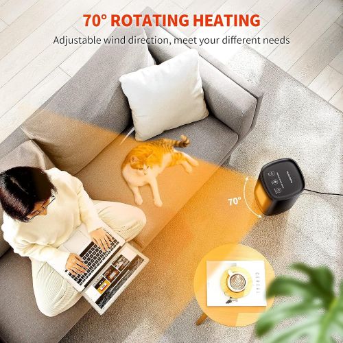  SmartDevil 2 Pack Bundle, Small Space Heater and Small Humidifiers Combine, 70° Oscillating Portable Electric Heater with Thermostat, 1500W/800W Mini Heater for Office, Desk, Bedro