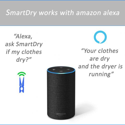  SmartDry Wireless Laundry Sensor and App, iOS and Android Mobile Devices. Compatible with Alexa. Smart Dry Notifications for any Clothes Dryer (Gas or Electric), Smart Home Clothes