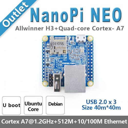  SmartFly INFO NanoPi NEO Open Source Allwinner H3 Development Board Super Raspberry Pie Quad-core Cortex-A7 DDR3 RAM 512MB Run Ubuntu Core