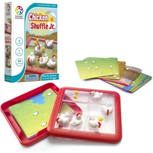 [아마존베스트]SmartGames Chicken Shuffle Jr. Travel Game for Kids, A Cognitive Skill-Building Brain Game - Brain Teaser for Ages 4 & Up, 48 Challenges