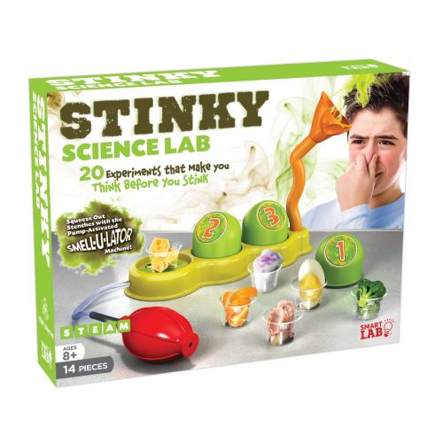  SmartLab Toys Stinky Science Lab - 14 Pieces - 20 Stinky Experiments - Includes 24-Page Activity Book & Pump-Activated Smell-U-Lator
