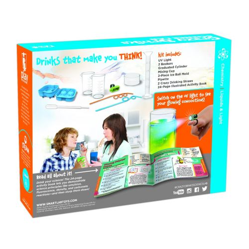  SmartLab Toys Crazy Drinks Science Lab - 11 Pieces - 20 Experiments - Includes UV Light & 2 Crazy Drink Straws!