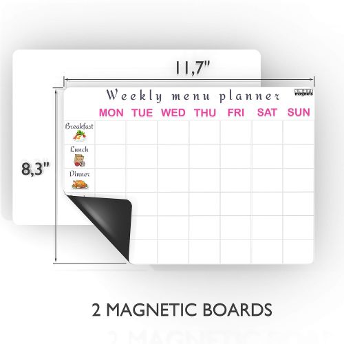  SmartMagnets 2 Kitchen Fridge Magnets : Dinner Menu Board For Kitchen and Refrigerator Message Board / Magnetic Whiteboard for Refrigerator - Set of 2 - Fridge Reminder Boards - Smart Magnets F