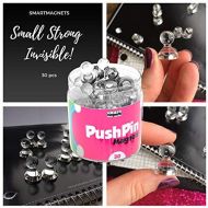 SmartMagnets Clear Push Pin Magnets for Refrigerator -30 pcs- Clear Magnets for Whiteboard - Push Pin Magnet Set - Office Magnets Refrigerator - Small Decorative Cute Magnets - Refrigerator Mag