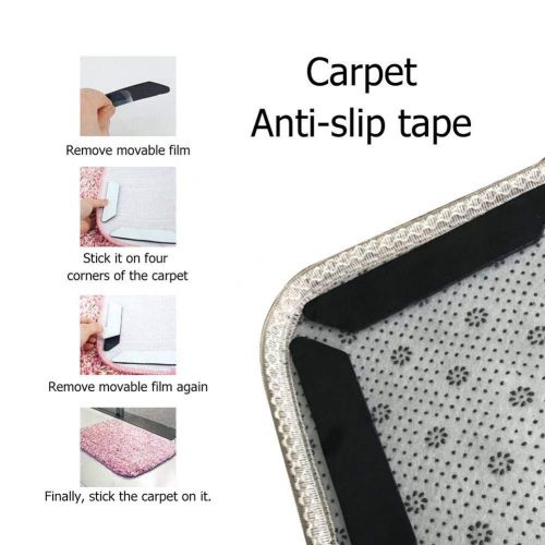  Smartcoco Carpet Mat Anti-Slip Tape Best Corners Gripper Stopper for Anti Curling & Sliding Reusable Washable Grip Sticker Carpet Runner for Home Hardwood Floors, Black (18 Packs)