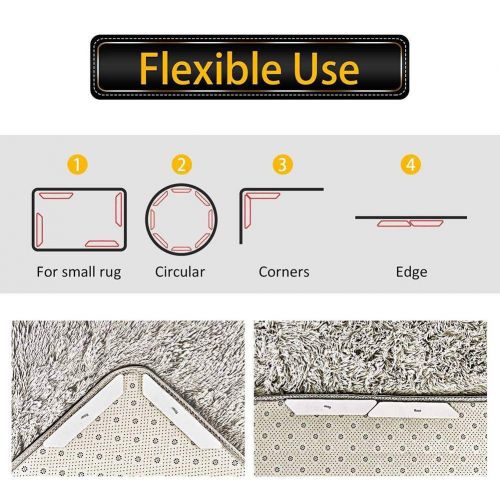  Smartcoco Carpet Mat Anti-Slip Tape Best Corners Gripper Stopper for Anti Curling & Sliding Reusable Washable Grip Sticker Carpet Runner for Home Hardwood Floors, Black (18 Packs)