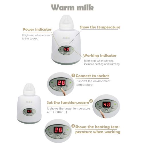  [아마존베스트]Smartip Baby Bottle Warmer Bottle Sterilizer Portable Bottle Warmer and Baby Food Heater for Breast Milk Formula with LED-Display and Accurate Temperature Control
