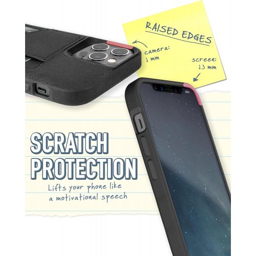  [아마존베스트]Smartish iPhone 12/12 Pro Wallet Case - Wallet Slayer Vol. 2 [Slim Protective Kickstand] Credit Card Holder (Silk) - Black Tie Affair