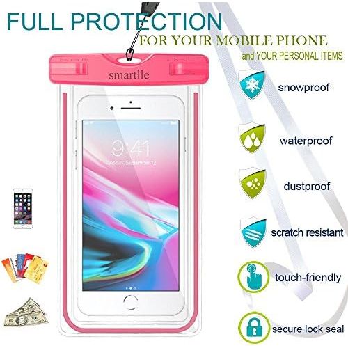  [아마존베스트]Smartlle Waterproof Phone Pouch, Universal Waterproof Phone case, Dry Bag Outdoor Beach Bag for iPhone 11/11 Pro/11 Pro Max/XR/XS Max/X/8 7 6S Plus, Samsung Galaxy, LG, for All Pho