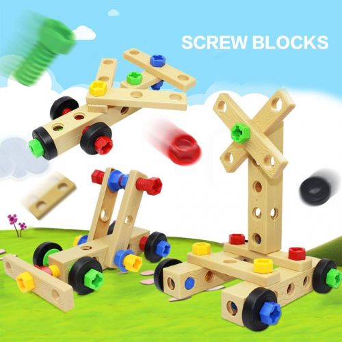  Smartlove1P Kids Building Toys Blocks， DDG-7 Child Screw Nut Combination Dismounting Tool Platform Multifunctional Wood Building Blocks Intellectual Development Toys