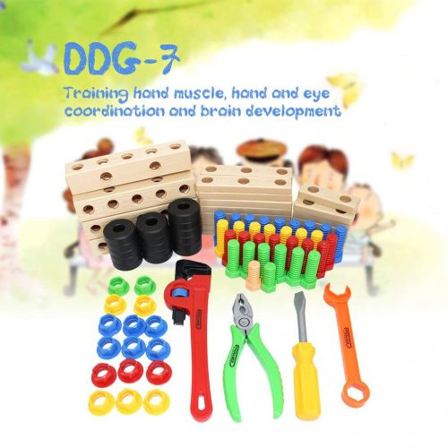  Smartlove1P Kids Building Toys Blocks， DDG-7 Child Screw Nut Combination Dismounting Tool Platform Multifunctional Wood Building Blocks Intellectual Development Toys