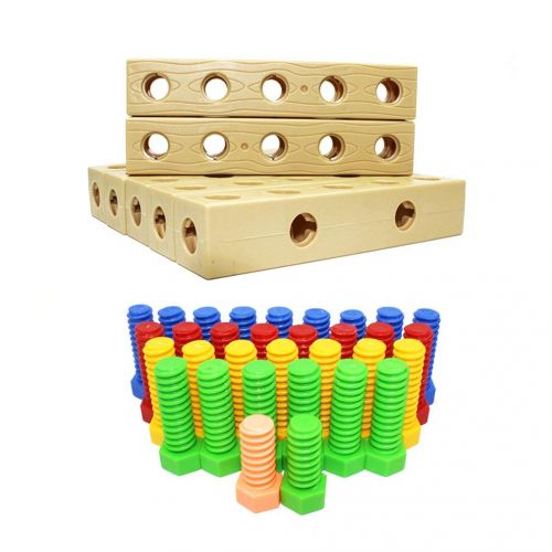  Smartlove1P Kids Building Toys Blocks， DDG-7 Child Screw Nut Combination Dismounting Tool Platform Multifunctional Wood Building Blocks Intellectual Development Toys